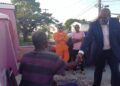 AFC Leader Nigel Hughes interacting with the resident from North/South Ruimveldt areas affected by the power outages (Photo credit: Nigel Hughes' facebook)