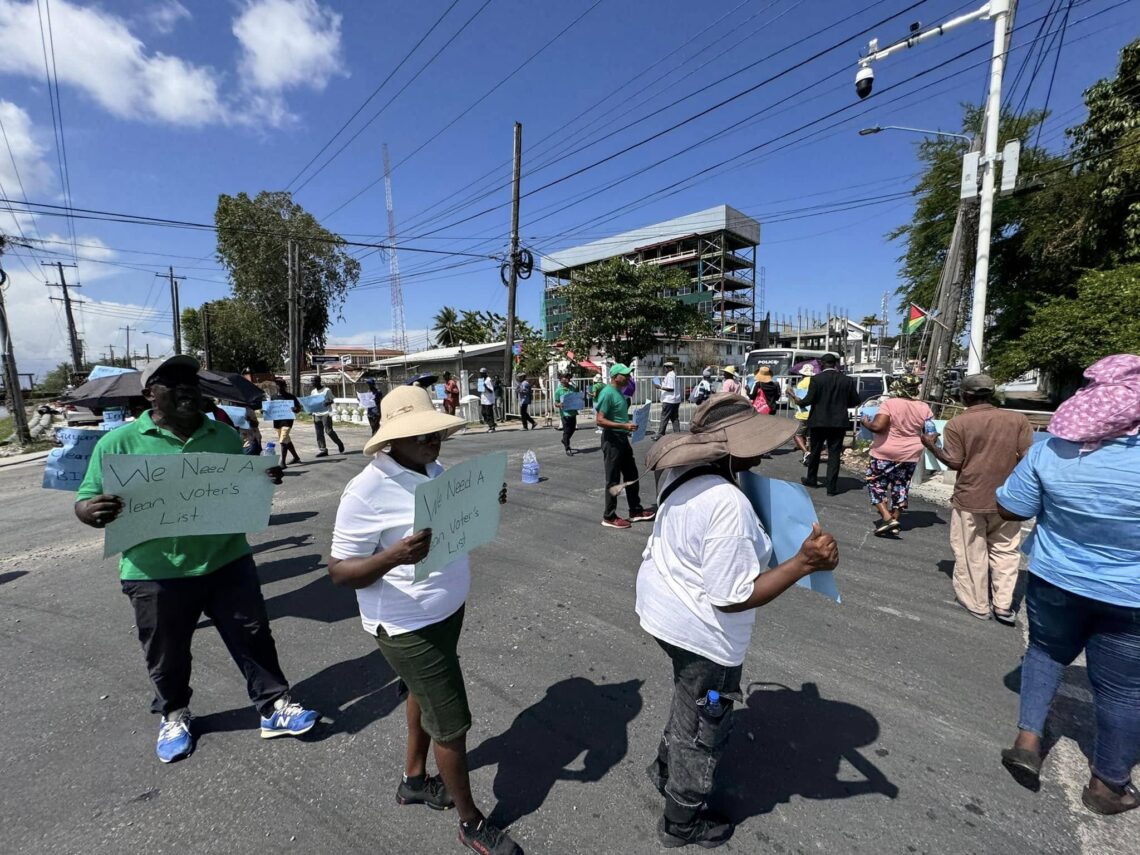 PNCR/Opposition Protest in front of GECOM for Clean Voters List and Biometrics