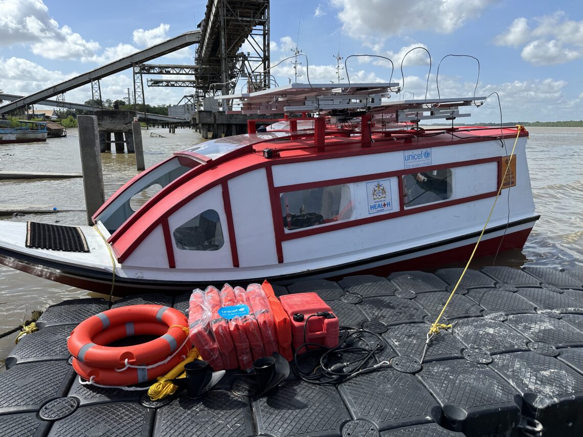 The Vaccine Boats equipped with solar refrigerators to store vaccines at required temperatures, life jackets, 200Hps engines and retractable beds to transfer emergency patients, including pregnant women to health facilities