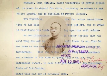 An identification document from 1894 belonging to Chinese American citizen Wong Kim Ark.Alamy Stock Photo
