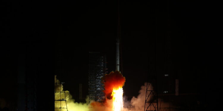 A Long March 3B rocket carrying a test satellite for communication technology blasts off from the Xichang Satellite Launch Center in Southwest China's Sichuan province, Jan 23, 2025. [Photo/Xinhua]