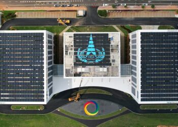 An aerial drone photo taken on Sept 4, 2024 shows a remote sensing satellite project at the Wenchang International Aerospace City in Wenchang, South China's Hainan province. [Photo/Xinhua]