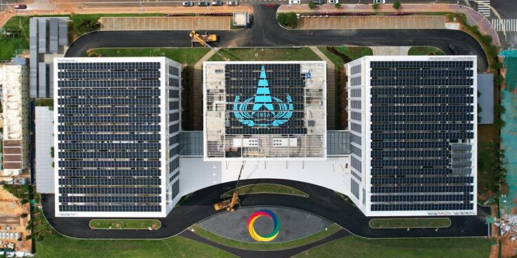 An aerial drone photo taken on Sept 4, 2024 shows a remote sensing satellite project at the Wenchang International Aerospace City in Wenchang, South China's Hainan province. [Photo/Xinhua]