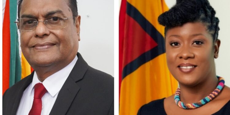 L-R Speaker of the National Assembly Manzoor Nadir and Member of Parliament Amanza Walton-Desir