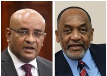 From left- Vice President Bharrat Jagdeo and Dr. Vincent Adams