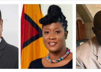 From L-R Speaker Manzoor Nadir, Amanza Walton-Desir MP, Clerk of the National Assembly Sherlock Isaacs