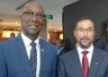 Prime Minister Dr. Keith Rowley, left, and Energy Minister Stuart Young at the Guyana Energy Conference and Supply Chain Expo 2024 last February in Georgetown, Guyana.