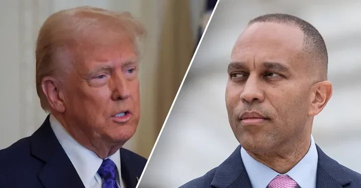 From left- U.S President Donald Trump and U.S House Minority Leader Congressman Hakeem Jeffries (Reuters photo)