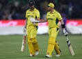 Travis Head and Steven Smith put on 65 before having to go off for rain•ICC/Getty Images