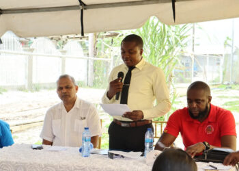 From left Minister of Health Dr. Frank Anthony, Vice Chairman Mark Goring, and Regional Executive Officer Dwight John
