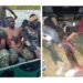 From left- The injured Guyana Defence Force Soldier, and the injured Venezuelans.