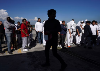 Guatemalan migrants deported from the United States arrive at La Aurora International Airport. Moises Castillo (AP)