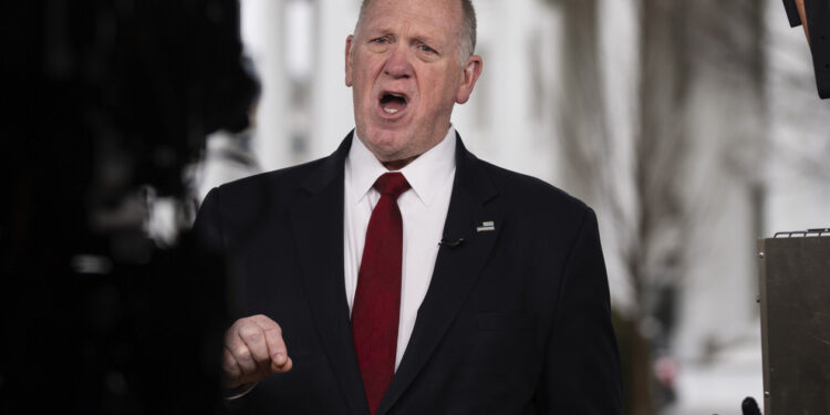 White House border czar Tom Homan speaks with reporters outside the White House on Feb. 6, 2025. | Evan Vucci/AP