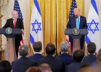 Israeli Prime Minister Benjamin Netanyahu and U.S. President Donald Trump speak during a joint press conference in the East Room of the White House, Feb. 4, 2025. in Washington, D.C. / Getty Images