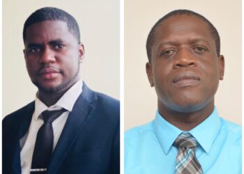 L-R Attorney-at-law Darren Wade, ret'd Lt. Col Lelon Saul