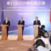 Chinese Foreign Minister Wang Yi, also a member of the Political Bureau of the Communist Party of China Central Committee, meets the press together with Japanese Foreign Minister Takeshi Iwaya and the Republic of Korea (ROK) Foreign Minister Cho Tae-yul after attending the 11th China-Japan-ROK Trilateral Foreign Ministers' Meeting in Tokyo, Japan, on March 22, 2025. (Xinhua/Jia Haocheng)