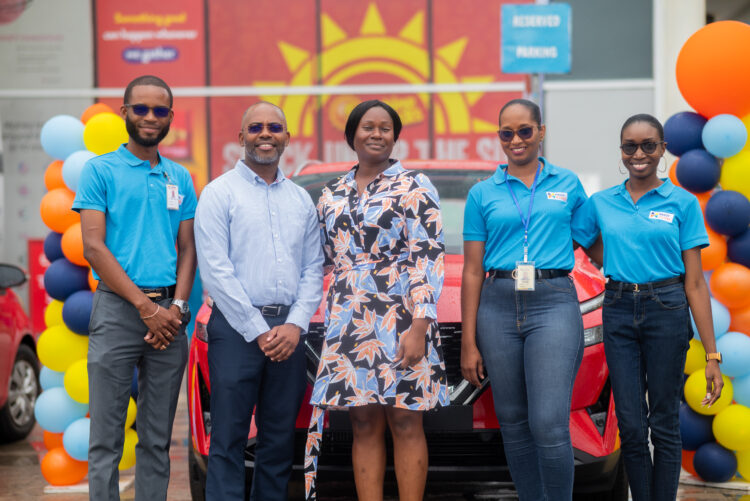 From L to R: Shamroy Hope (Assistant Store Manager, Massy Stores Providence), Christpen Bobb Semple (Assistant Vice President, Massy Stores (Guyana) Inc.), Corencer Mentore (Winner), Alicia  Spence (Store Manager, Massy Stores Providence), and Chrystel Taylor (Marketing & Promotions  Coordinator, Massy Stores (Guyana)