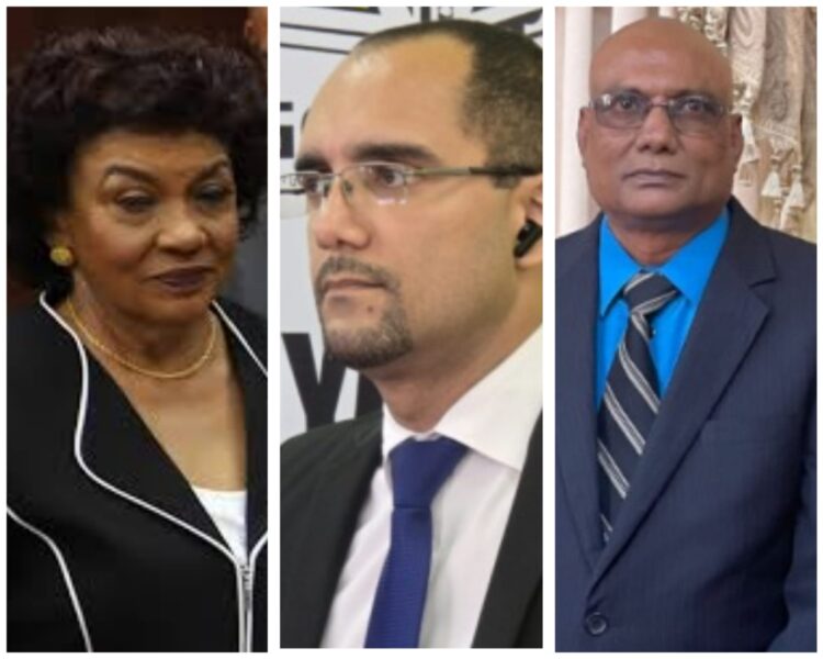 Frm L-R GECOM Chairperson Claudette Singh, Legal Officer Kurt DaSilva and Chief Executive Officer (CEO) Vishnu Persaud