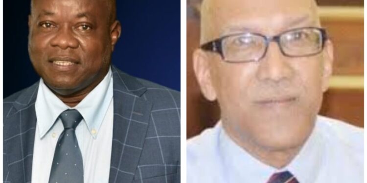 L-R Leader of the Opposition Aubrey Norton and Columnist GHK Lall