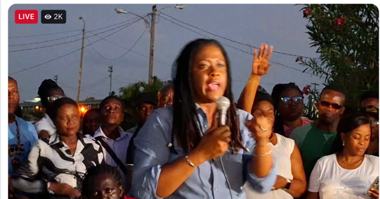 Amanza Walton Desir addressing a crowd