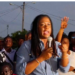 Amanza Walton Desir addressing a crowd