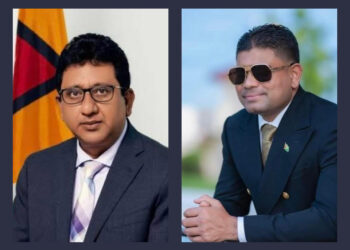 L-R Attorney General and Minister of Legal Affairs Anil Nandlall, WIN Leader Azruddin Mohamed