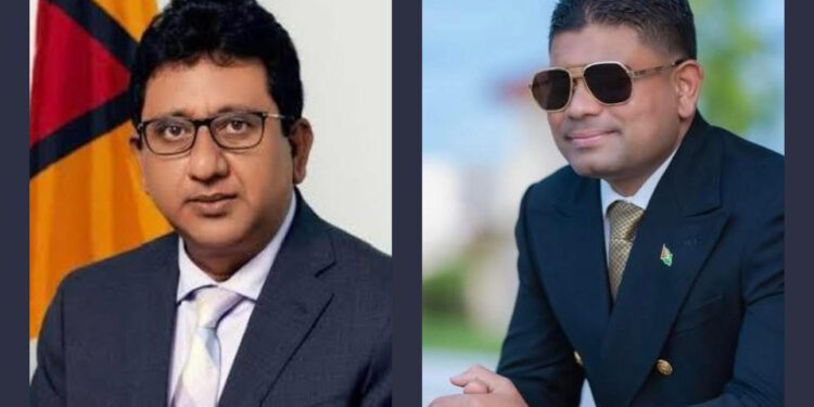 L-R Attorney General and Minister of Legal Affairs Anil Nandlall, WIN Leader Azruddin Mohamed