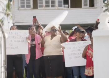 Screengrab of the PPP protest against Azruddin Mohamed in Berbice on Tuesday March 25, 2025