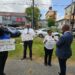 Guyanese protesting Commissioner of Information Charles Ramson Sr Office over the failure to provide information under the Act- March 28, 2025