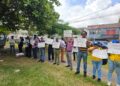 Guyanese protesting Commissioner of Information Charles Ramson Sr Office over the failure to provide information under the Act- March 28, 2025