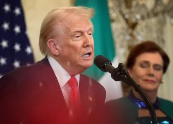 U.S President Donald Trump speaks during a St. Patrick’s Day event with Irish Taoiseach Micheál Martin and his wife Mary O'Shea in the East Room of the White House on March 12, 2025 in Washington,... More Kayla Bartkowski/Getty Images