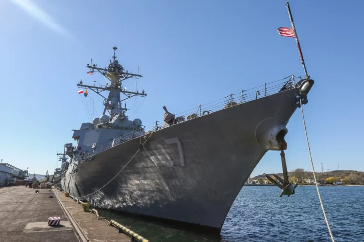 The USS Gravely, a U.S. Navy destroyer, has been assigned to help tighten security at the United States' southern border, operating in both domestic and international waters. The USS Gravely is seen here in Gdynia, Poland, on April 19, 2019.
Michal Fludra/NurPhoto via Getty Images