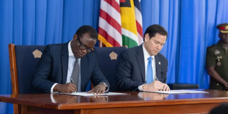 Minister of Foreign Affairs and International Cooperation, Hugh Todd and visiting US Secretary of State, Marco Rubio signed the MoU