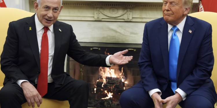 President Donald Trump meets with Israel’s Prime Minister Benjamin Netanyahu in the Oval Office of the White House, Tuesday, Feb. 4, 2025, in Washington. (AP Photo/Evan Vucci)