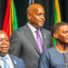 Caribbean leaders during the 48th regular meeting of Caribbean Community, CARICOM, in Bridgetown, Barbados, which ended on Friday, February 21, 2025. From bottom left to right, Bahamas Prime Minister Philip Davis, Grenada Prime Minister Dickon Mitchell, Dominica Prime Minister Roosevelt Skerrit (top right) and Guyana President Mohamed Irfaan Ali. CARICOM