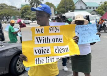 Guyanese protesting GECOM for clean Voters List and Biometrics