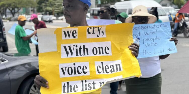 Guyanese protesting GECOM for clean Voters List and Biometrics