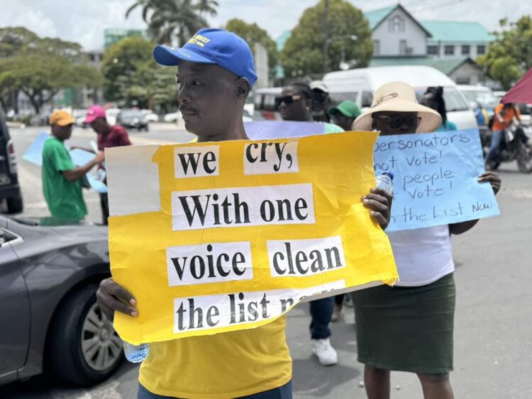 Guyanese protesting GECOM for clean Voters List and Biometrics