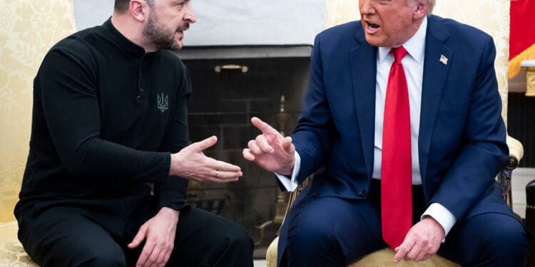 Volodymyr Zelensky and President Trump in the Oval Office yesterday. Doug Mills/The New York Times