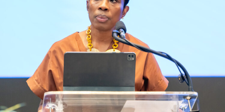 Senator Dr. the Honourable Shantal Munro-Knight, Minister in the Prime Minister’s Office of Barbados, delivers opening remarks.