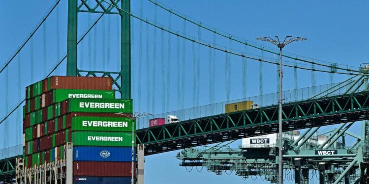 Shipping containers are stacked at the Port of Long Beach on April 2, 2025, in Long Beach, California. [Photo/Agencies]