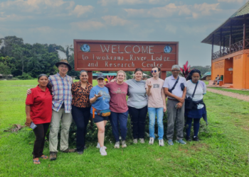 Students from Indiana University East during their visit at the Iwokrama River Lodge