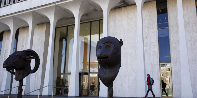 A woman walks by Princeton University's Woodrow Wilson School of Public and International Affairs is seen in Princeton, New Jersey, November 20, 2015. REUTERS/Dominick Reuter/File Photo Purchase Licensing Rights