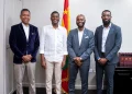 (from left) CWI CEO Chris Dehring, Grenada Prime Minister Hon. Dickon Mitchell, CWI President Dr. Kishore Shallow, CWI Director of Cricket Miles Bascombe.