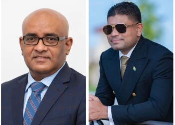 L-R Vice President Bharrat Jagdeo and Azruddin Mohamed