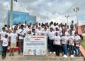 Participants gather for a group photo at the end of the World Haemophilia Day Walk
