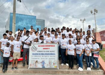 Participants gather for a group photo at the end of the World Haemophilia Day Walk