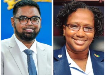 L-R President Irfaan Ali and former Minister Annette Ferguson