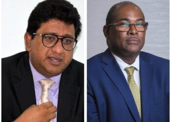 L - R Minister of Legal Affairs, Anil Nandlall and Leader of the Alliance for Change (AFC) Nigel Hughes