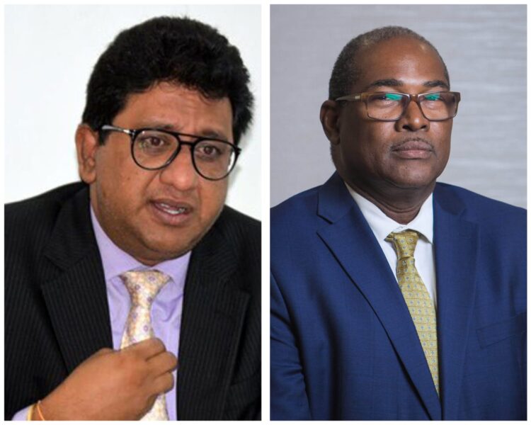 L - R Minister of Legal Affairs, Anil Nandlall and Leader of the Alliance for Change (AFC) Nigel Hughes